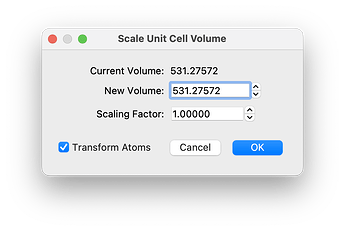 Scale Cell Volume Dialog