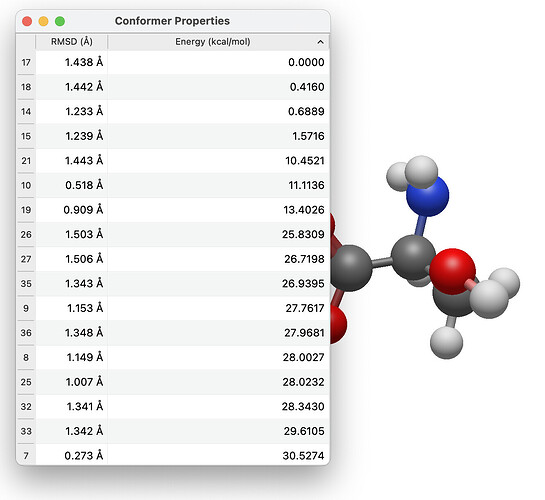 Systematic conformer search of L-serine
