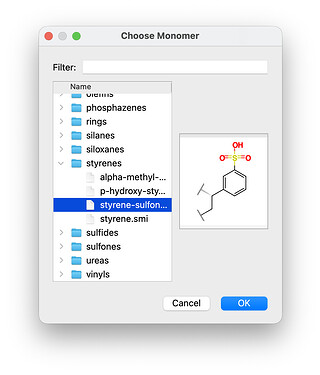 monomer selection