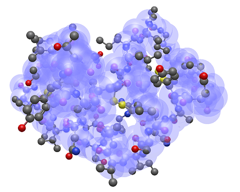 1crn showing backbone atoms selected